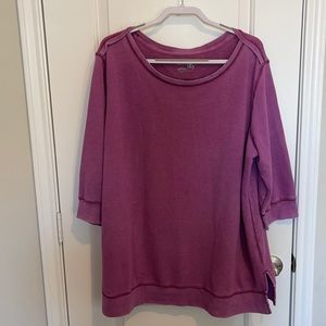 3/4 purple sweatshirt